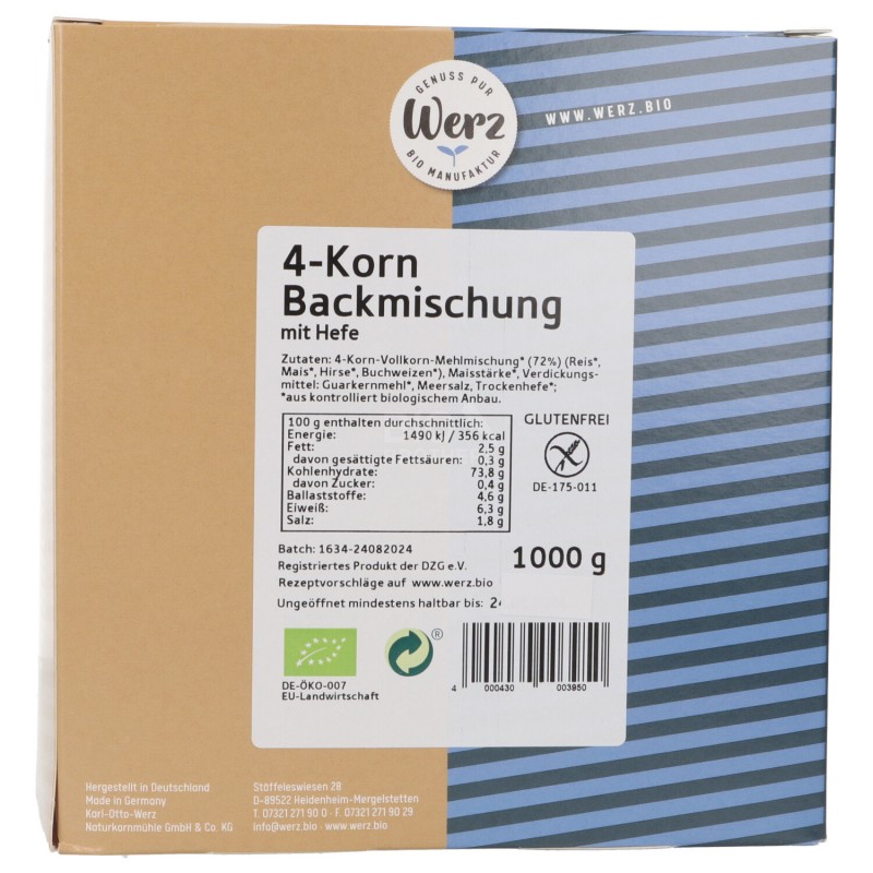 FARINA MIX INTEGRALE SENZA GLUTINE BIO 1KG WERZ