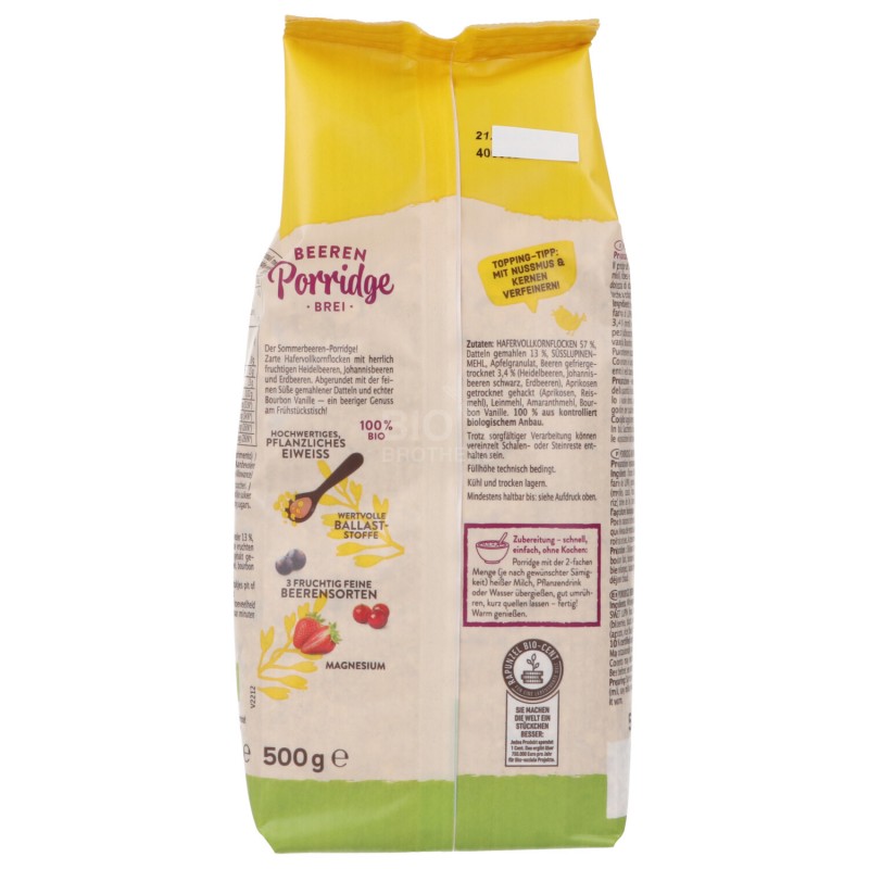 PORRIDGE FRUTTI ROSSI BIO 500GR