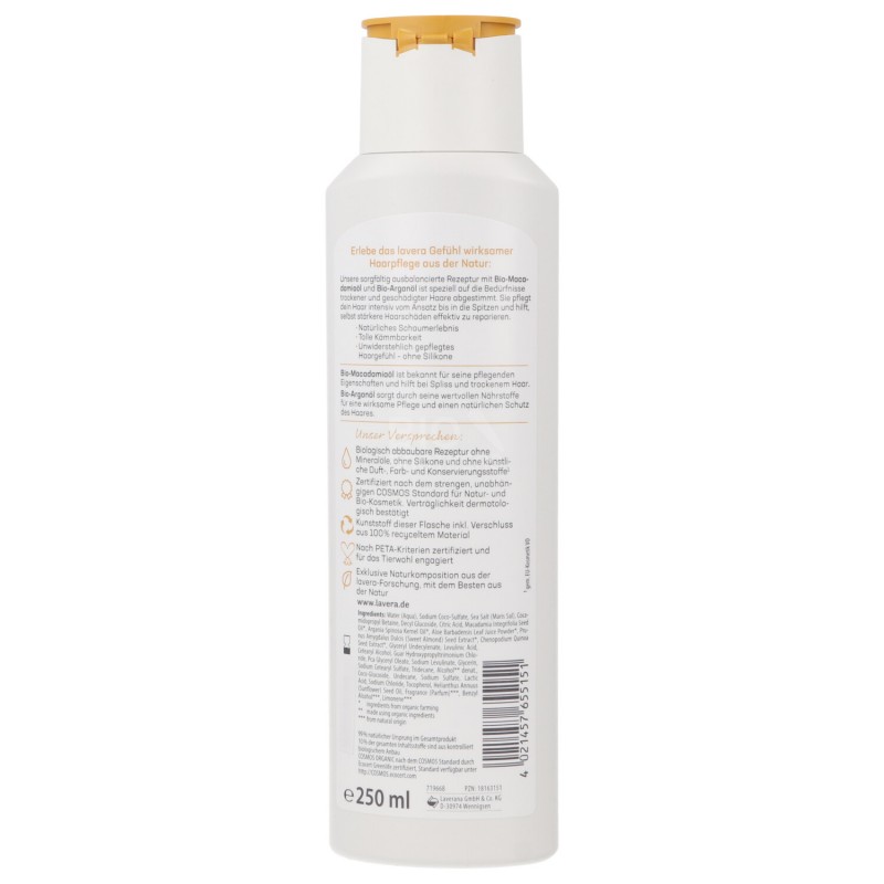 SHAMPOO RIPARATORE CAPELLI SECCHI CON OLIO DI VINACCIOLO E QUINOA BIO 250ML LAVERA