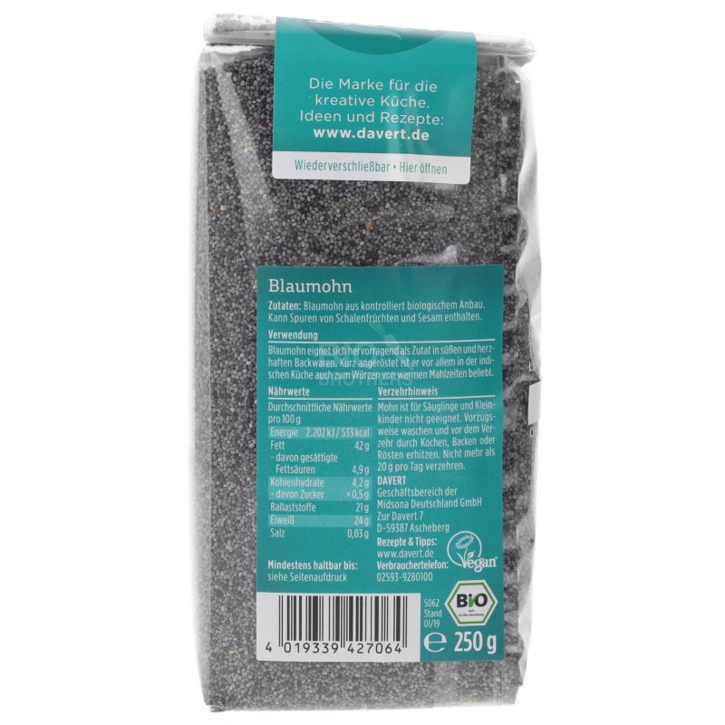 SEMI DI PAPAVERO BIO 250G DAVERT