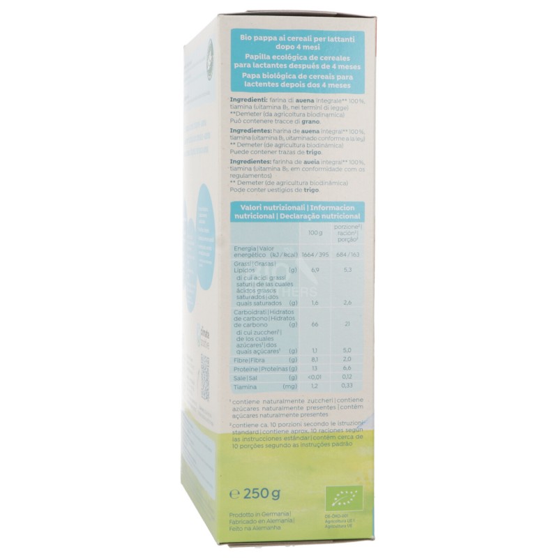 Pappa di Avena biologica per neonati dal quarto mese