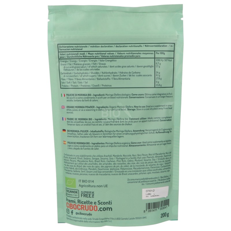 Moringa cruda in polvere