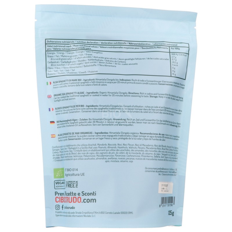 Alga Spaghetti di Mare essiccati bio