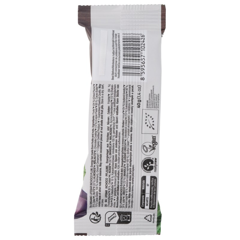 Lifebar Prugna inChoco barretta biologica