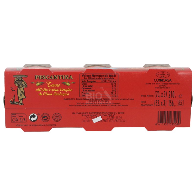 Tonno all'olio extravergine di oliva biologico
