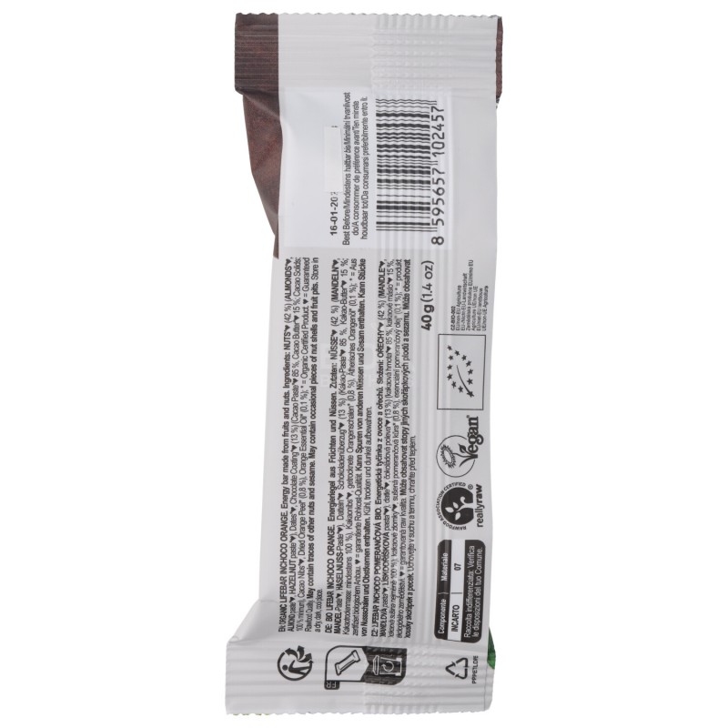 Lifebar Barretta Arancio ricoperta Cioccalto Bio Raw