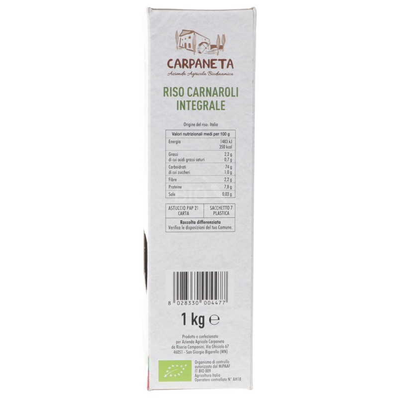 RISO CARNAROLI INTEGRALE BIO 1KG CARPANETA