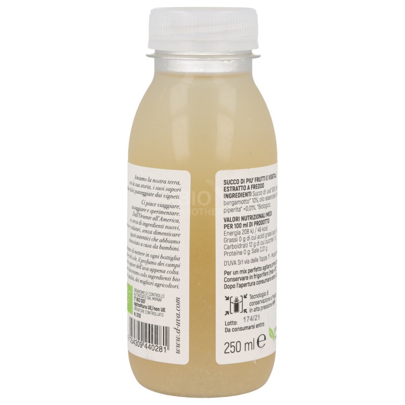 Succo d'uva con bergamotto e menta piperita