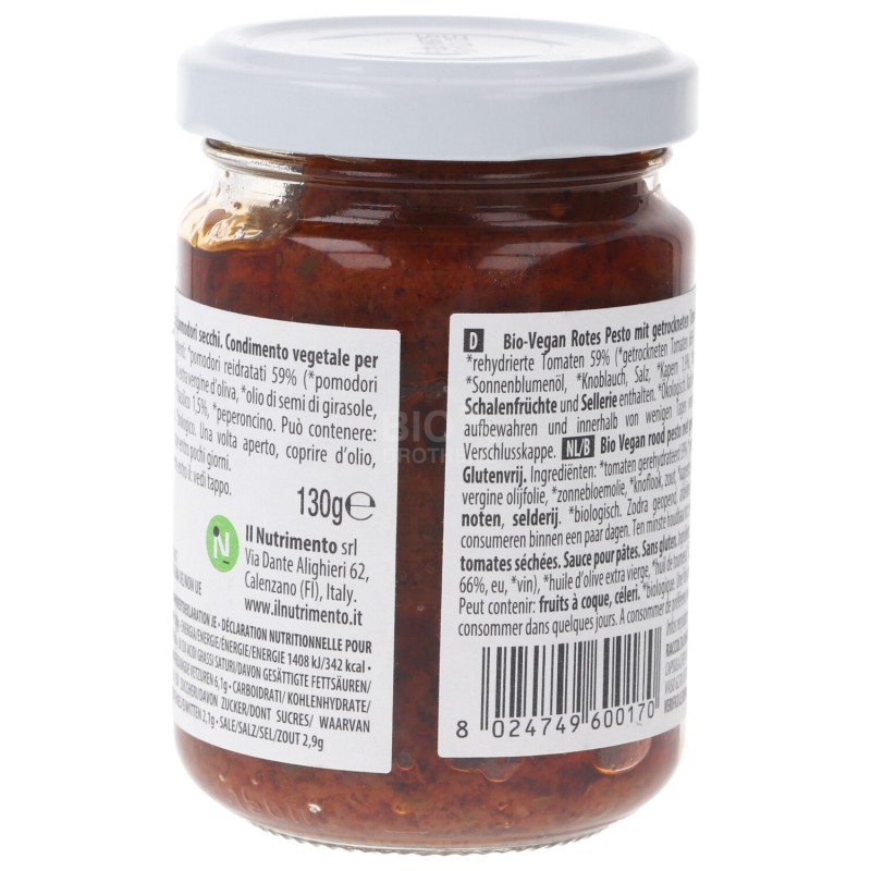 Pesto Rosso con Pomodori Secchi biologico vegan