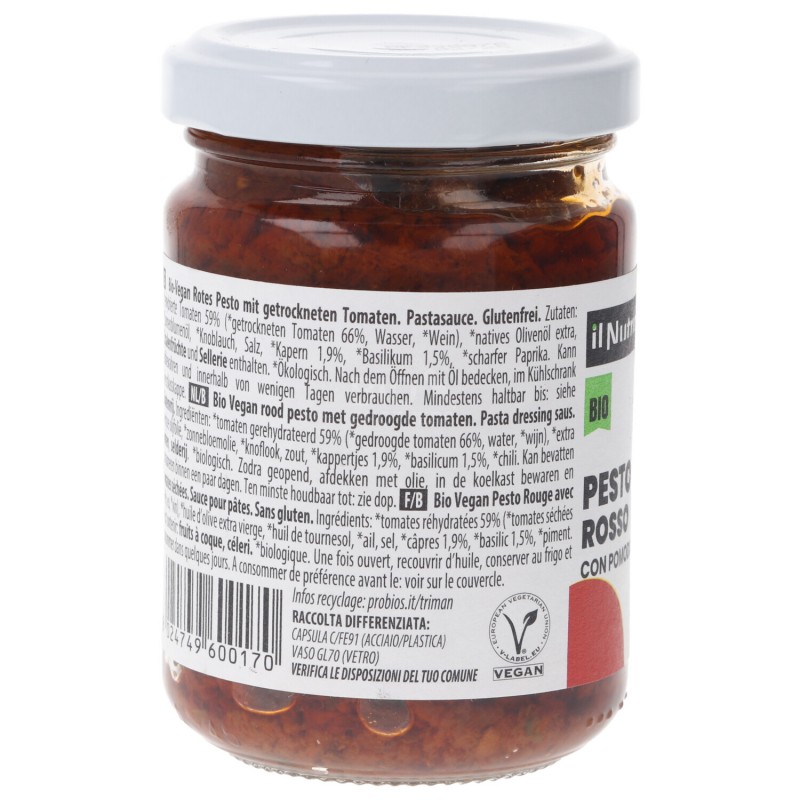 Pesto Rosso con Pomodori Secchi biologico vegan