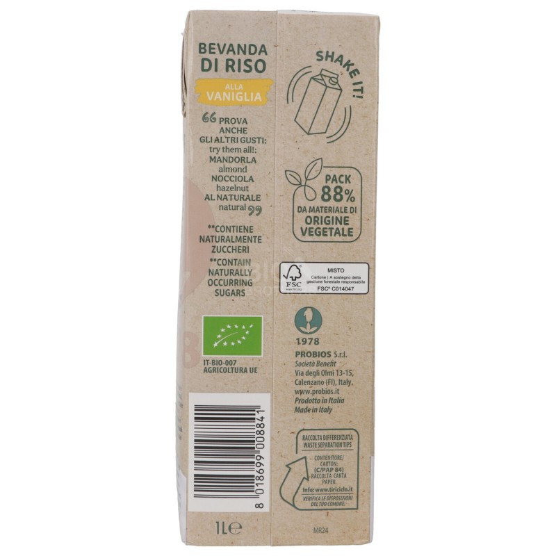 Bevanda Riso Vaniglia Biologica