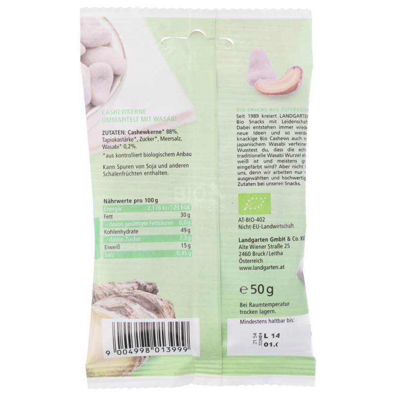 SNACK ANACARDI WASABI BIO 50G LANDGARTEN