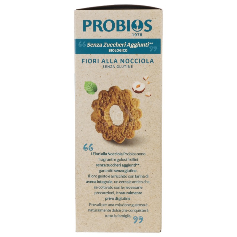 BISCOTTI SENZA ZUCCHERI FIORI ALLA NOCCIOLA BIOLOGICI 200G PROBIOS