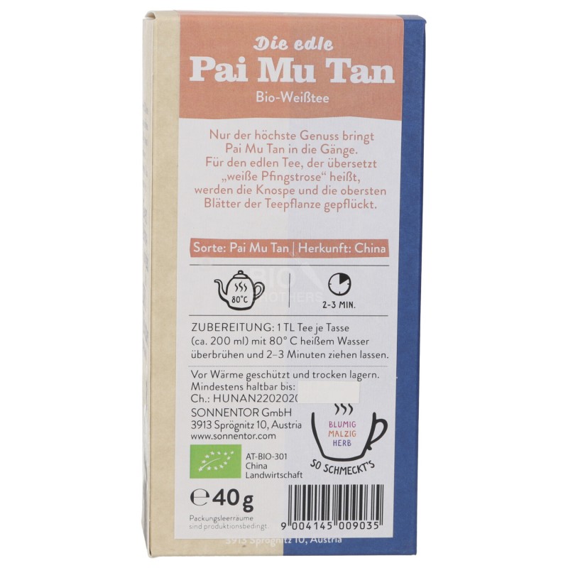 Pai Mu Tan Tè Bianco biologico in sacchetto