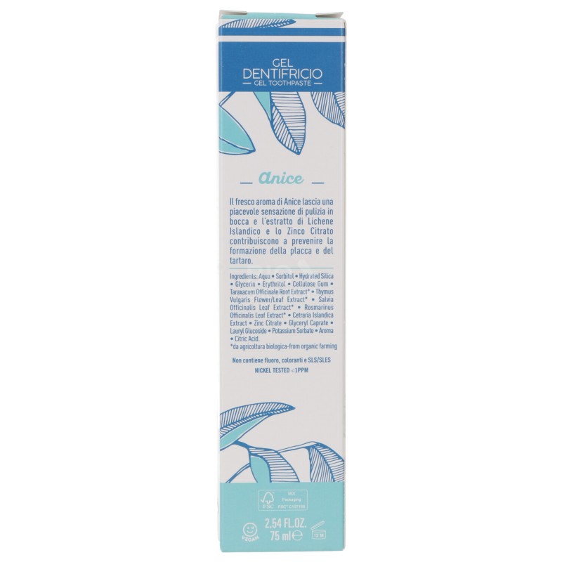 Gel Dentifricio all'Anice omeocompatibile senza fluoro