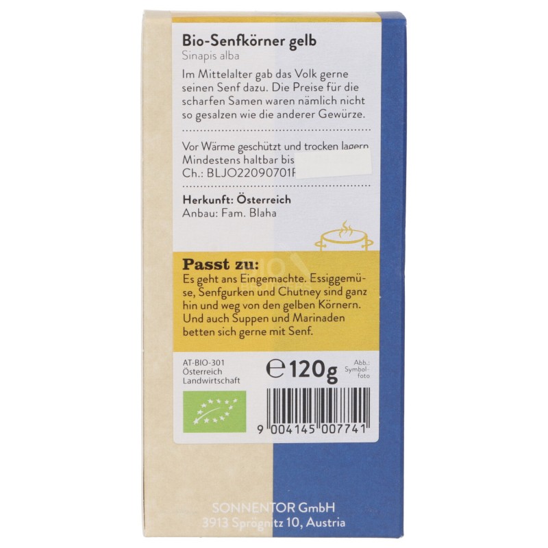 Senape in grani gialla biologica