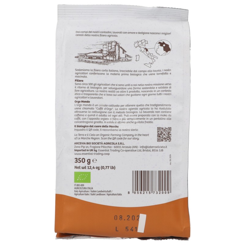 Orzo Mondo Biologico Torrefatto Bio e macinato per Moka e filtro di carta