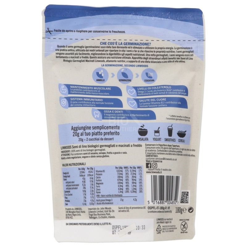 SEMI DI LINO GERMOGLIATI 180G LINWOODS