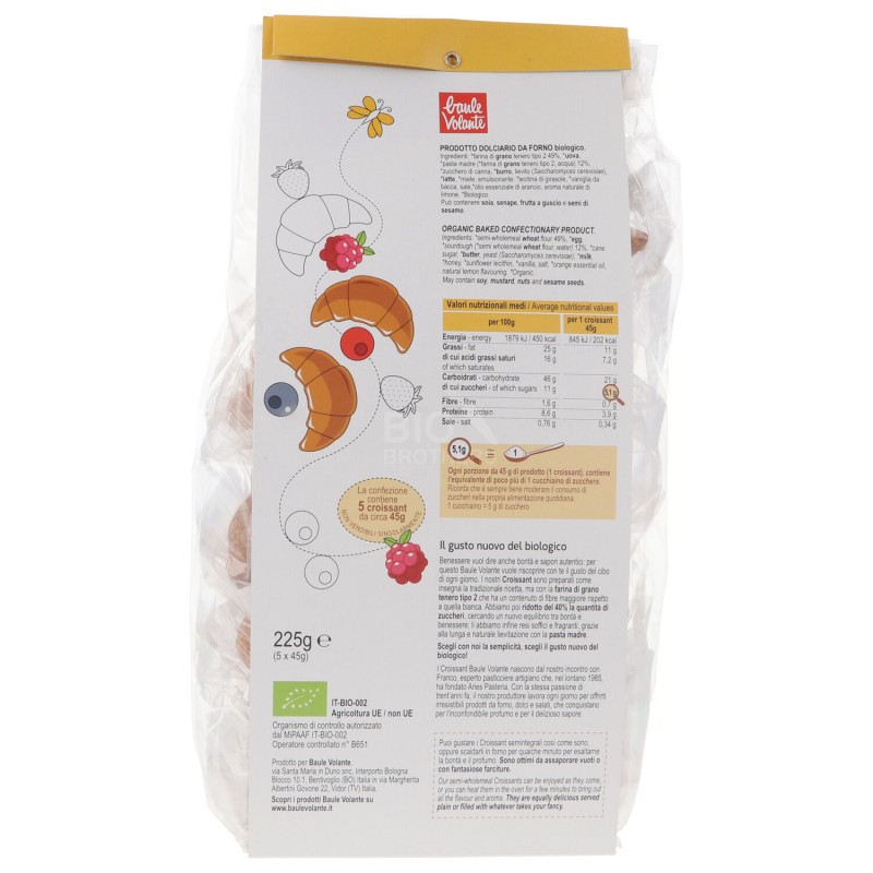 CROISSANT SEMINTEGRALI BIO 5X45G BAULE