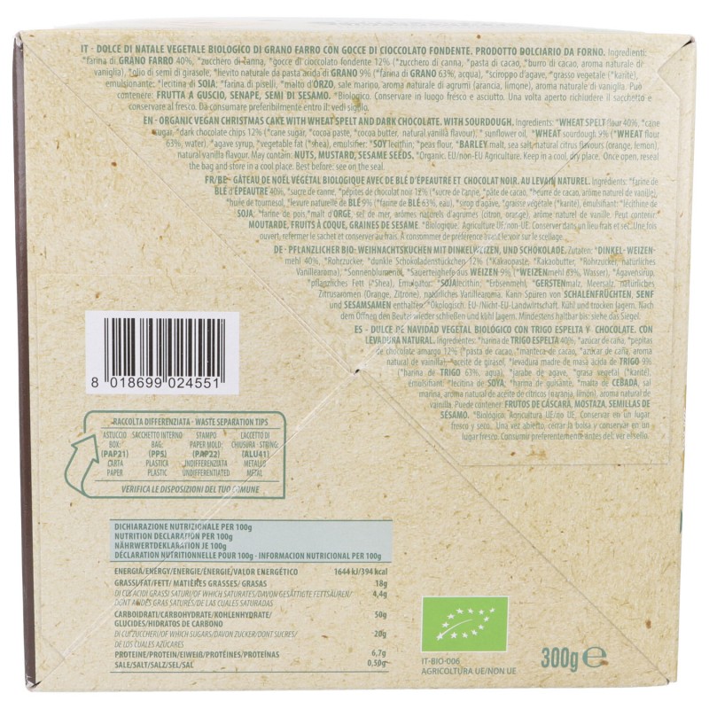 DOLCE NATALE BIO VEGAN DI FARRO CON CIOCC.300G