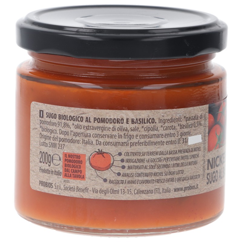 Sugo al Basilico Nickel free biologico
