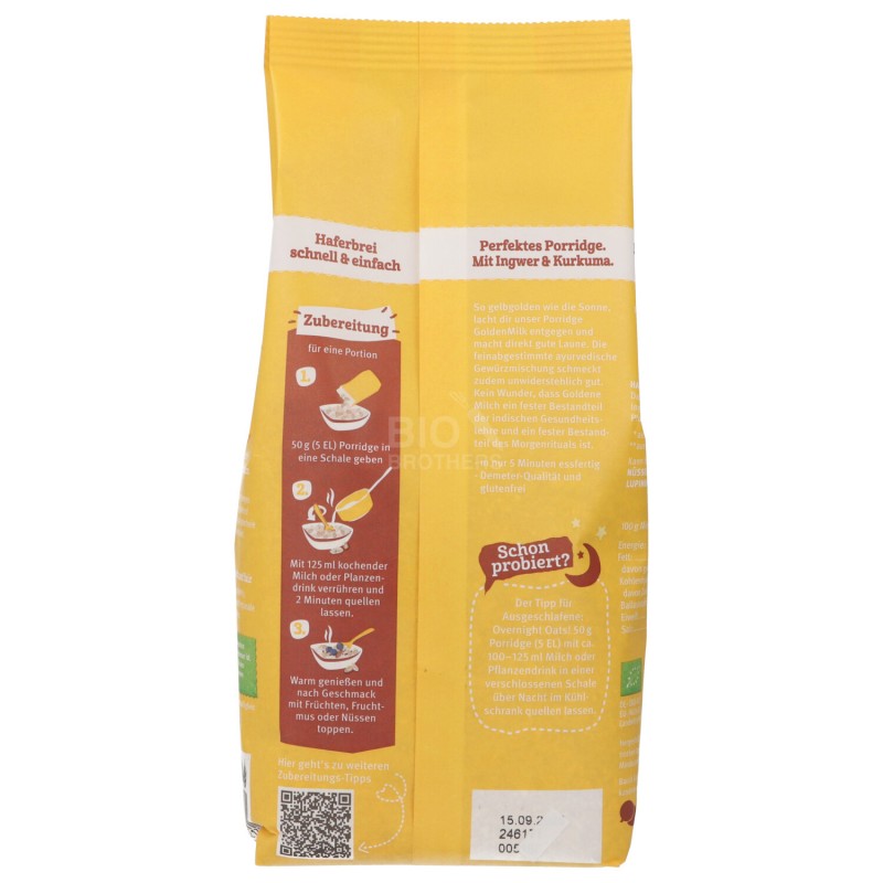 PORRIDGE GOLDEN MILK AVENA S/G BIO 400G