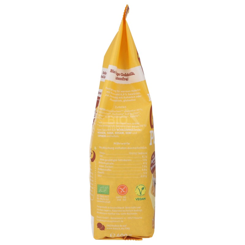 PORRIDGE GOLDEN MILK AVENA S/G BIO 400G