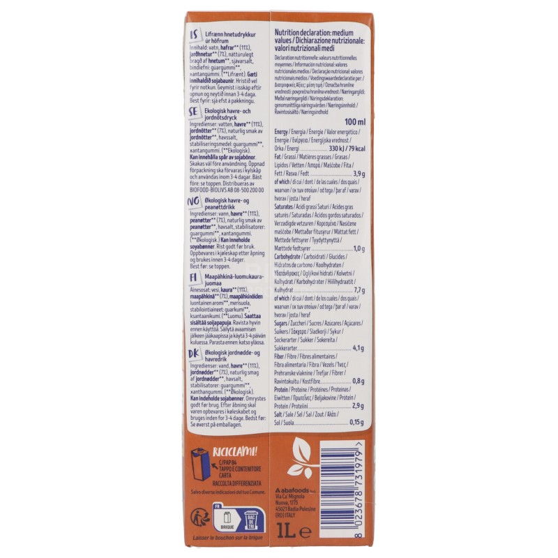 BEV. AVENA ARACHIDI BIO 1LT