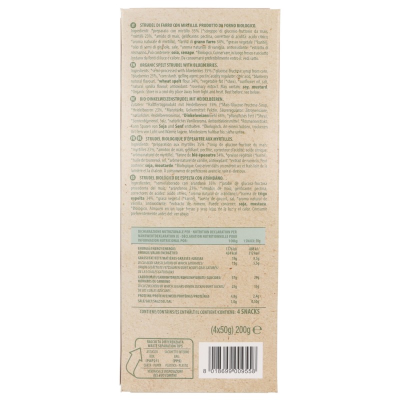 Strudelini farro al Mirtillo merendine Biologiche