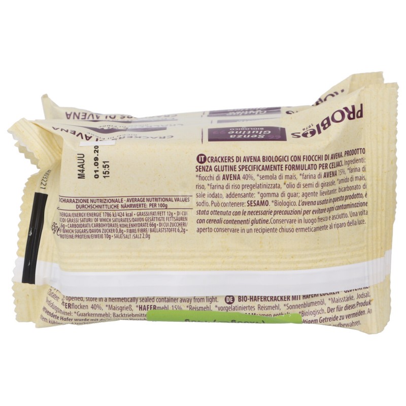 Crackers di Avena Senza Glutine biologici