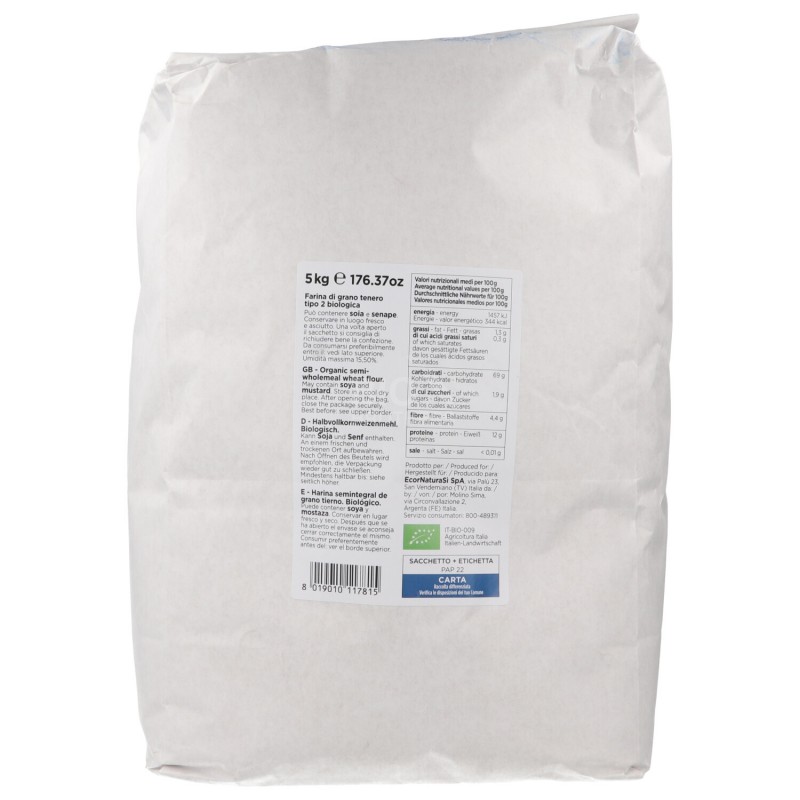 Farina biologica di grano tenero tipo 2 macinata a pietra