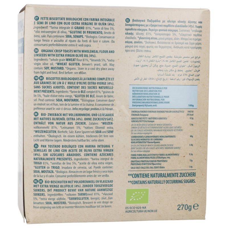 Fette Biscottate Bio con Semi di Lino