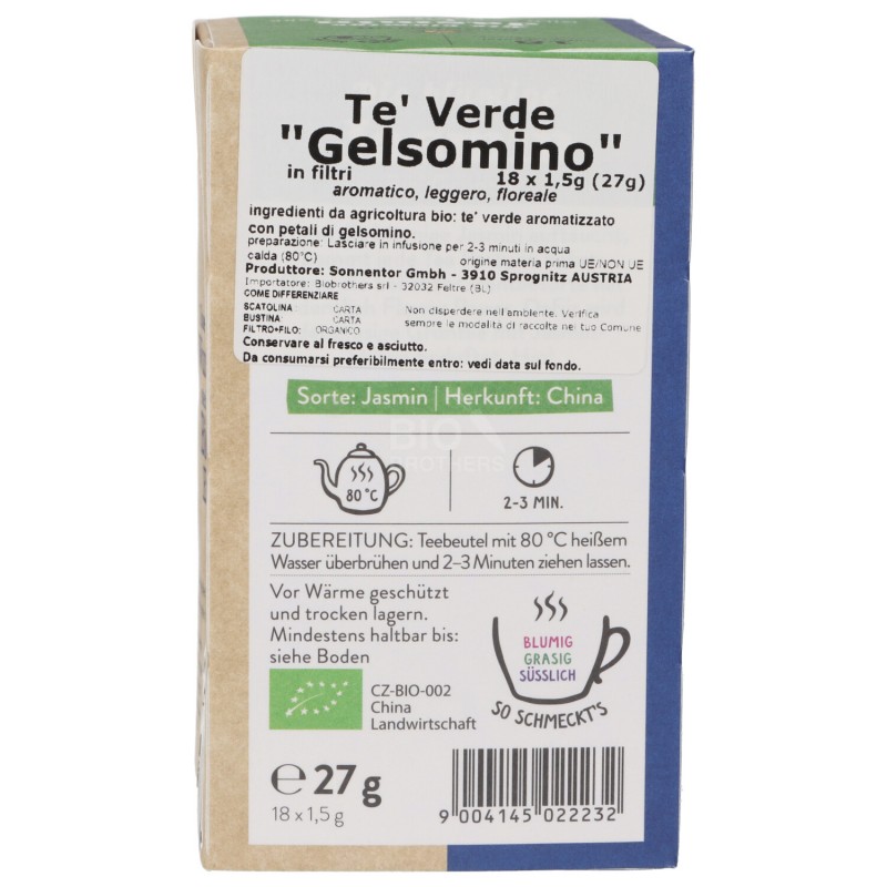 Te' Verde Gelsomino Biologico in filtri