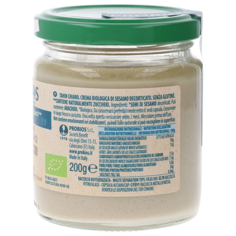 Tahin Chiaro Crema di Sesamo biologico