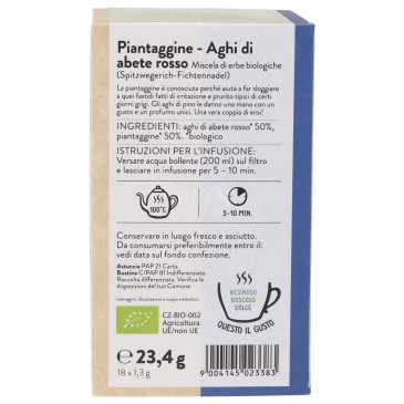 TISANA PIANTAGGINE ABETE ROSSO FILTRI BIO SNN TISANA PIANTAGGINE ABETE ROSSO FILTRI BIO SNN