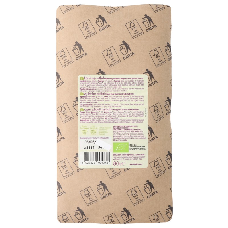 Fette di Veg-roastbeef biologico