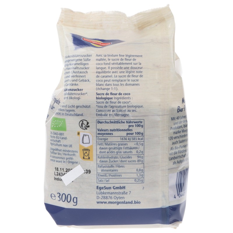 ZUCCHERO DI FIORI DI COCCO BIO 300G MORGEN.