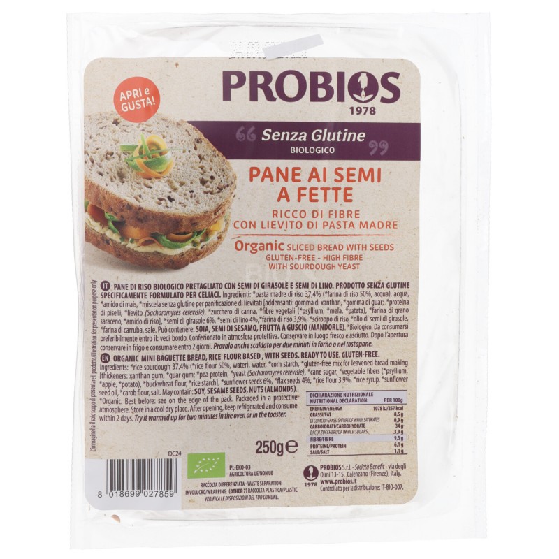 Pane Senza Glutine con Semi Biologico a Fette