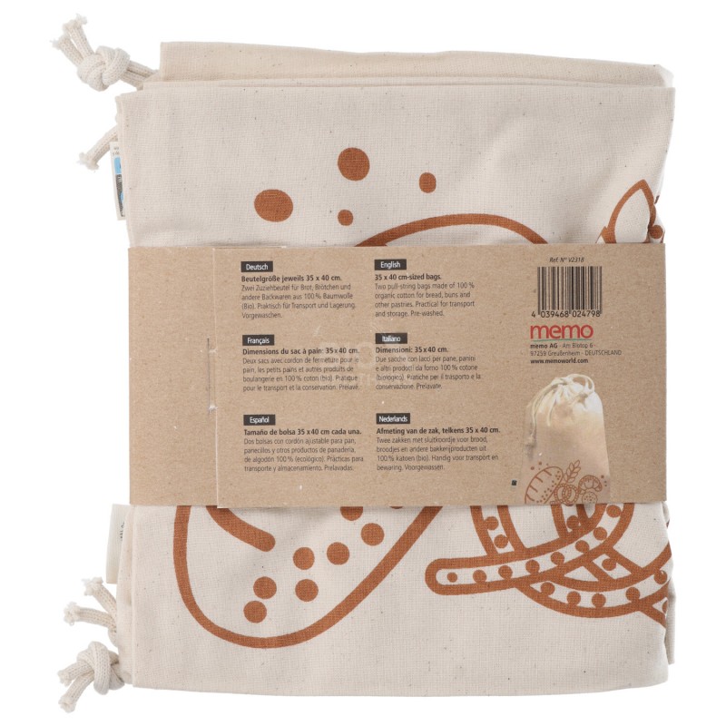 SACCHETTO PANE IN COTONE 35X40CM 2PZ MEMO