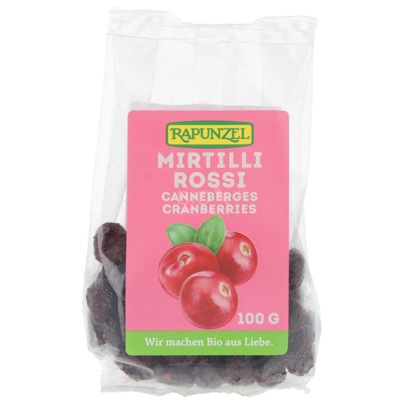 Mirtilli Rossi Bio Disidratati interi dolcificati con succo di mela