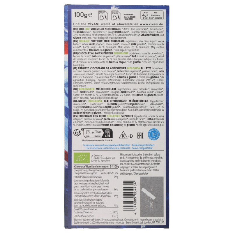 CIOCCOLATO LATTE 37% SANTO DOMINGO 100G