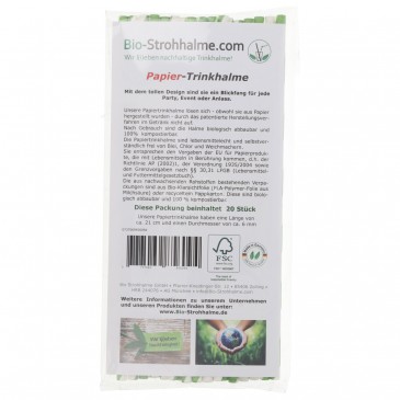 Cannucce di Carta bianco-verdi compostabili qualità Premium Cannucce di Carta bianco-verdi compostabili qualità Premium