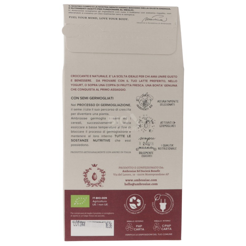 Über Granola Colazione Proteica Cioccolato Fondente biologica