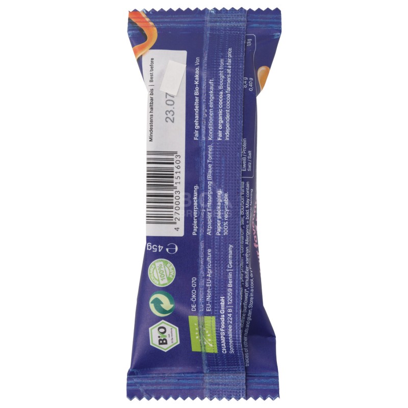 BARRETTA PEANUT CARAMEL BIO VEGAN 45G CHAMPS