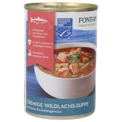 Zuppa Cremosa con Salmone Selvaggio e verdure Bio in scatola
