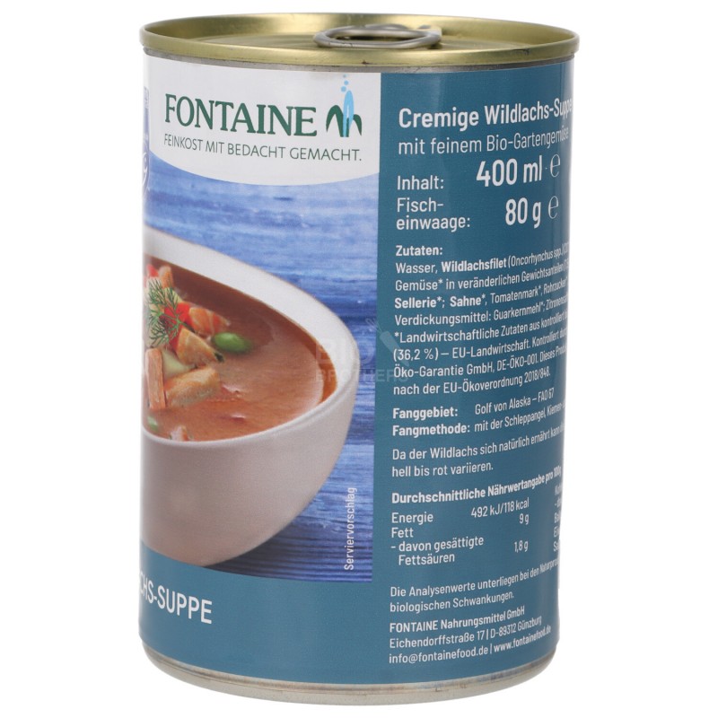 Zuppa Cremosa con Salmone Selvaggio e verdure Bio in scatola