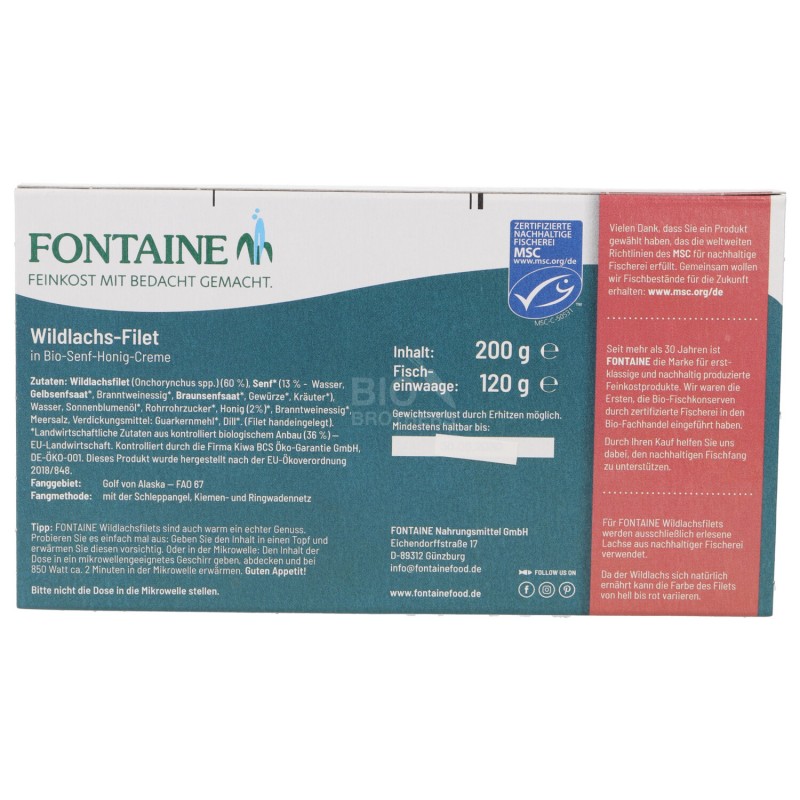 Filetti di Salmone Selvaggio con salsa Senape & Miele bio in latta