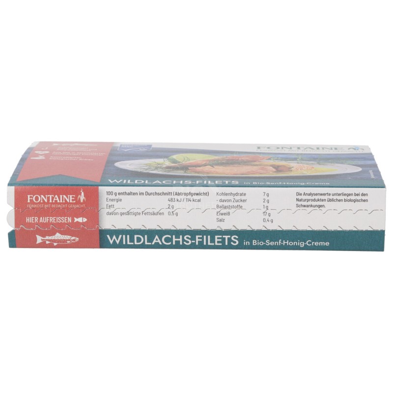 Filetti di Salmone Selvaggio con salsa Senape & Miele bio in latta