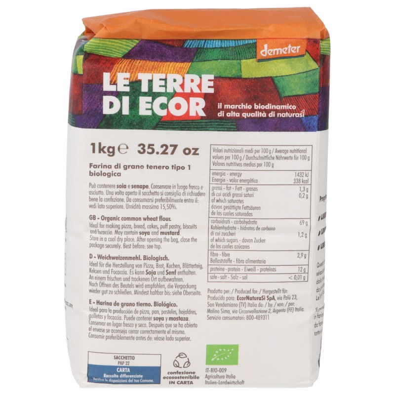 FARINA TIPO 1 GRAN.TEN.BIO 1KG ECOR