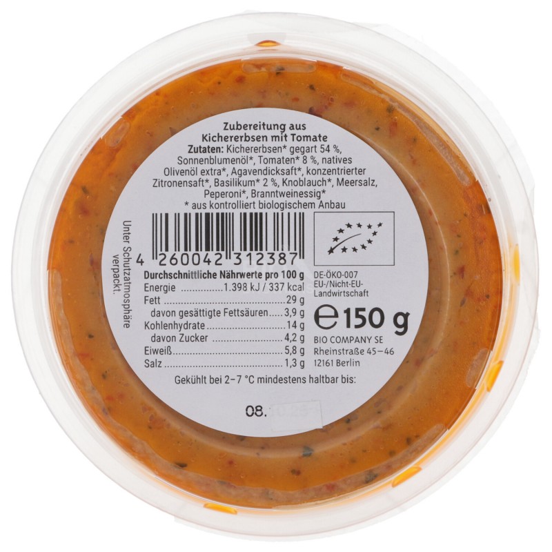 HUMMUS POMODORO BIO 150G BIOCOMPANY